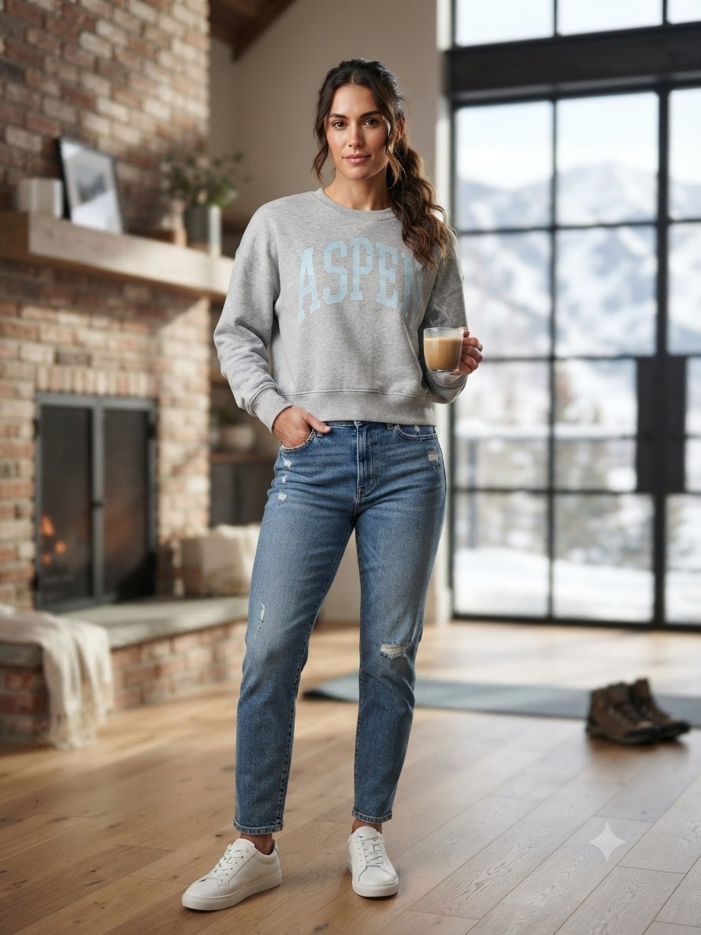 Grayson Threads Gray 'ASPEN' Pullover Sweatshirt with Light Blue Lettering